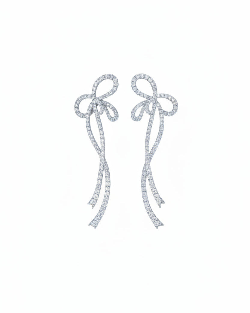 Diamond Tassel Bow Earrings