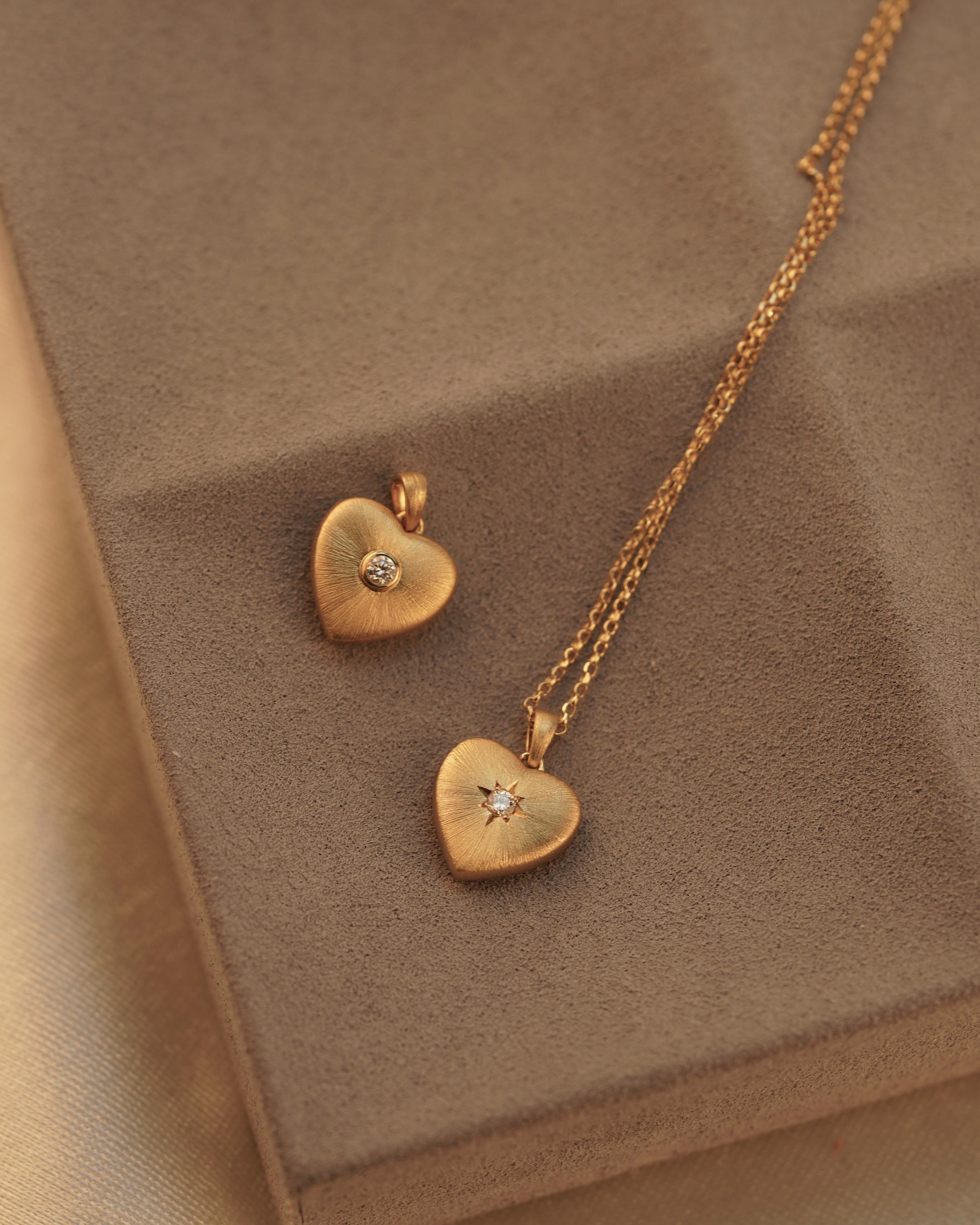 Brushed Style Heart Charm Stack