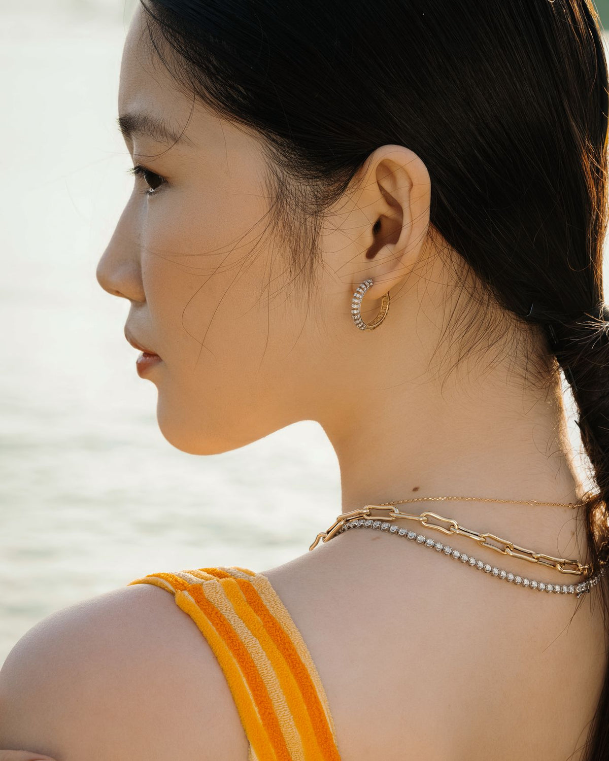 Open-work Diamond Hoop Earrings