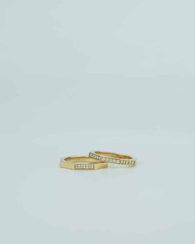 Octagonal Diamond Wedding Rings