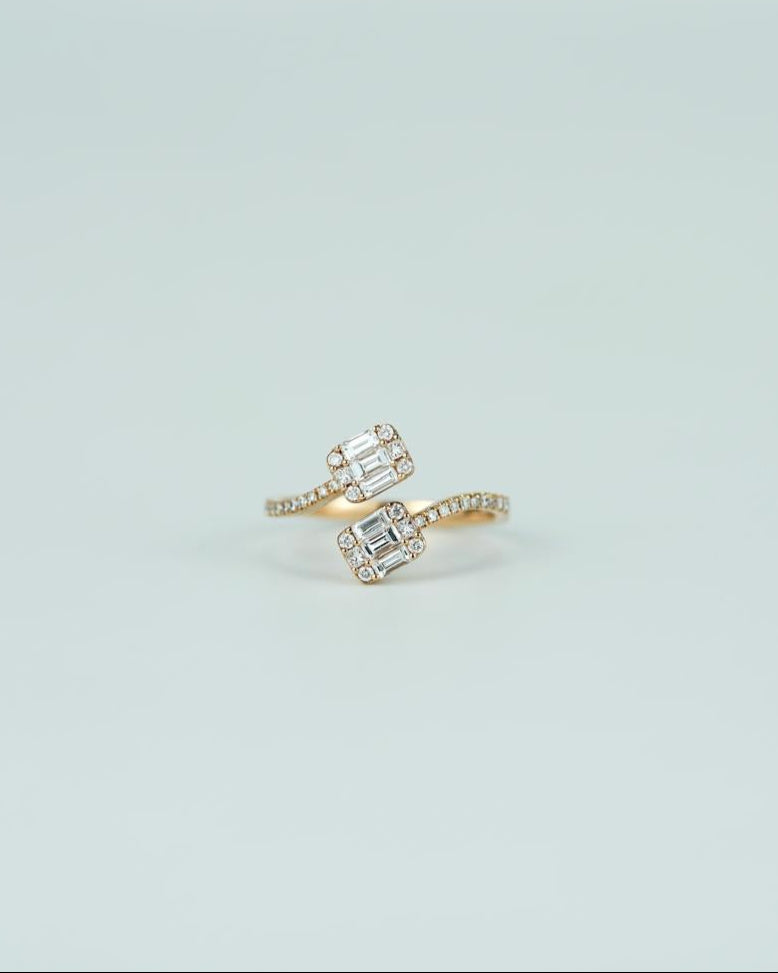 Emerald Diamond Open Ring