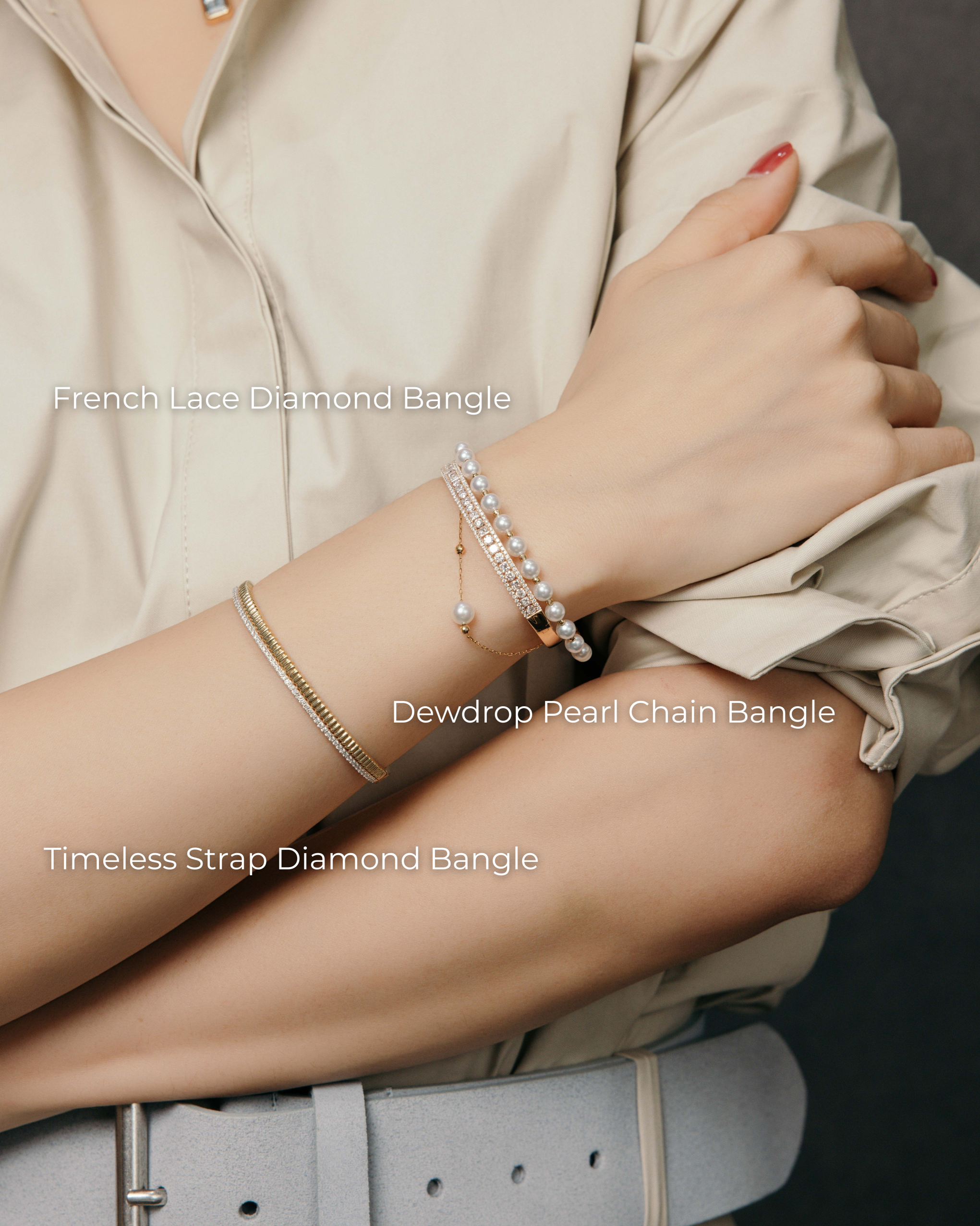 Dewdrop Pearl Chain Bangle