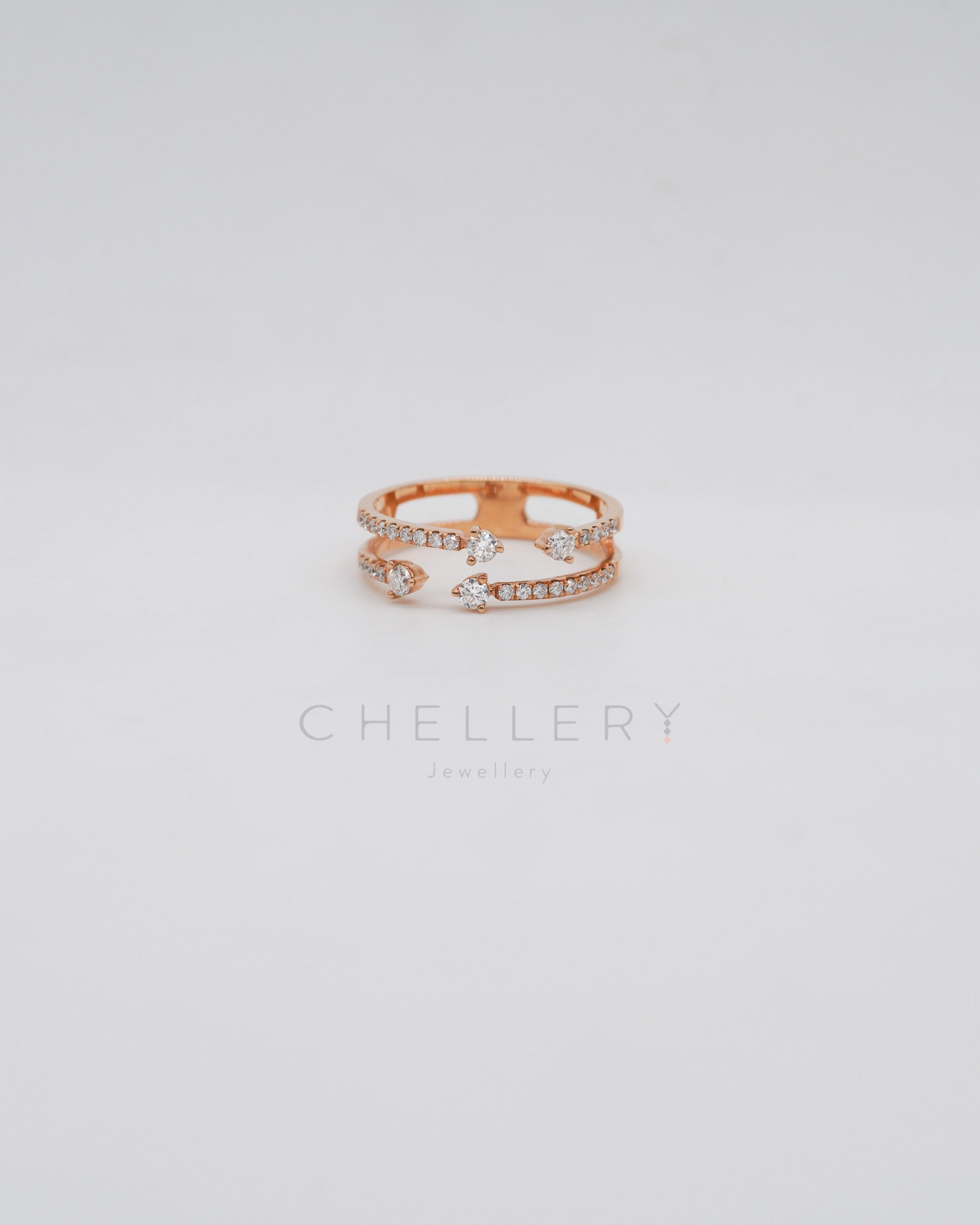 Diamond Staggered Open Ring