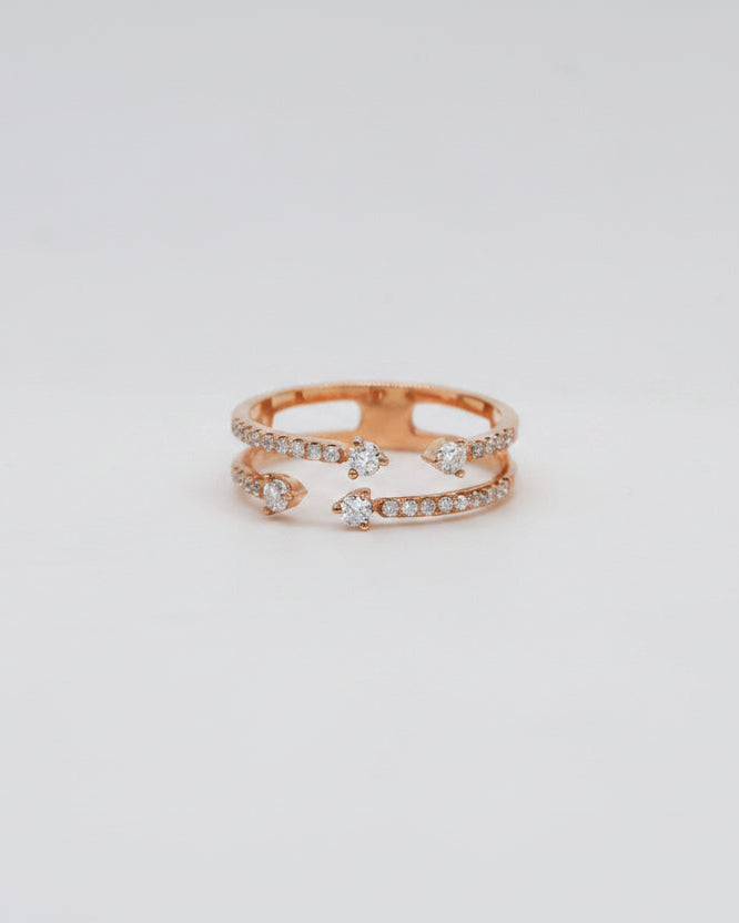 Diamond Staggered Open Ring