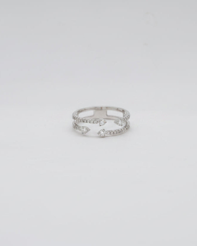 Diamond Staggered Open Ring