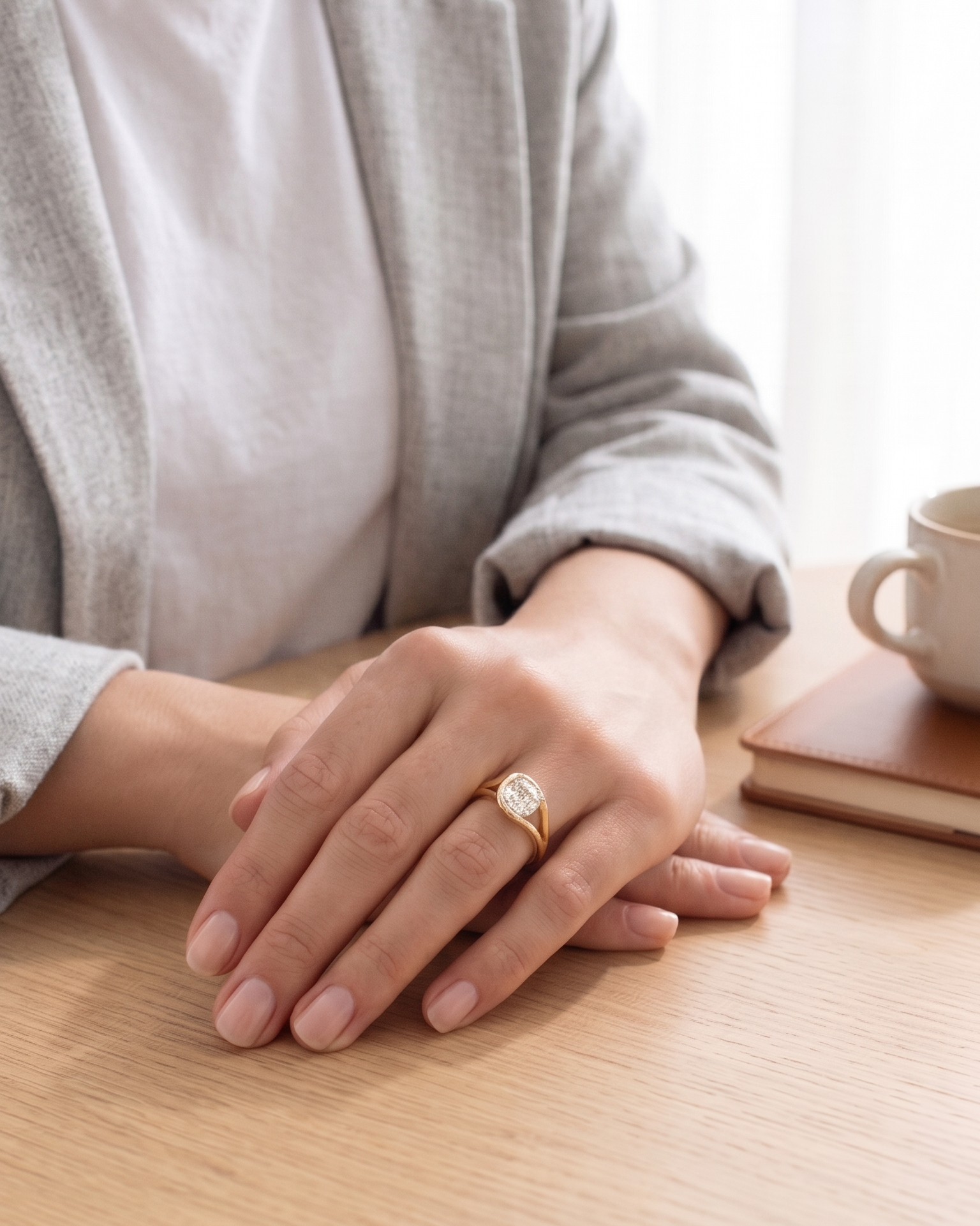 Cushion-Shaped Huggie Diamond Ring