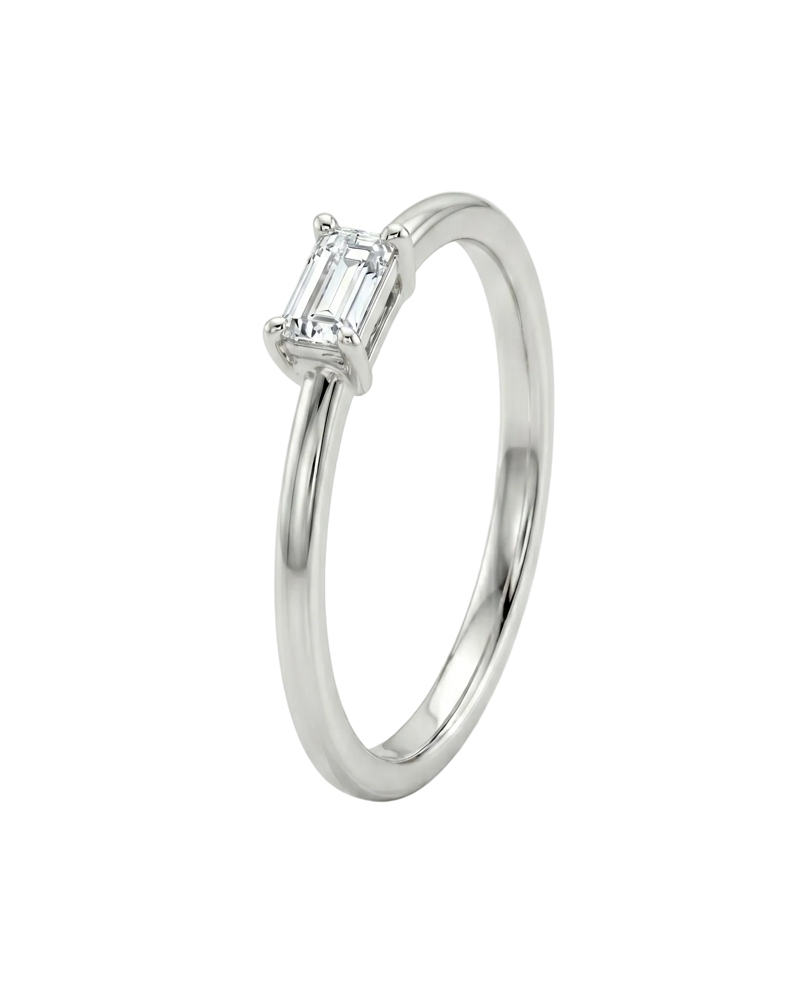 Solitaire Emerald-cut Diamond Ring