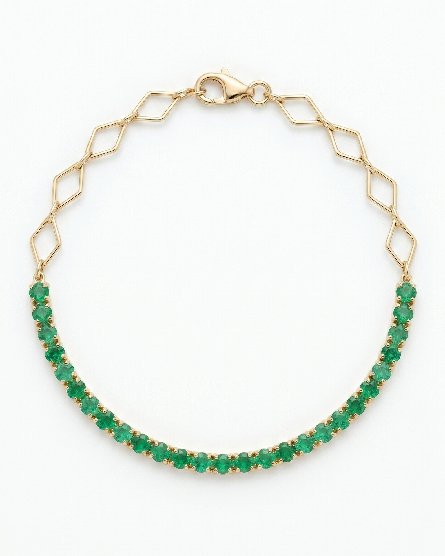 Emerald 18K Gold Net Bracelet