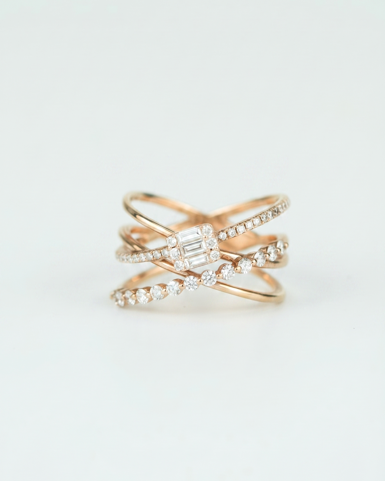 Illusion Emerald and Round Diamond Cross Ring