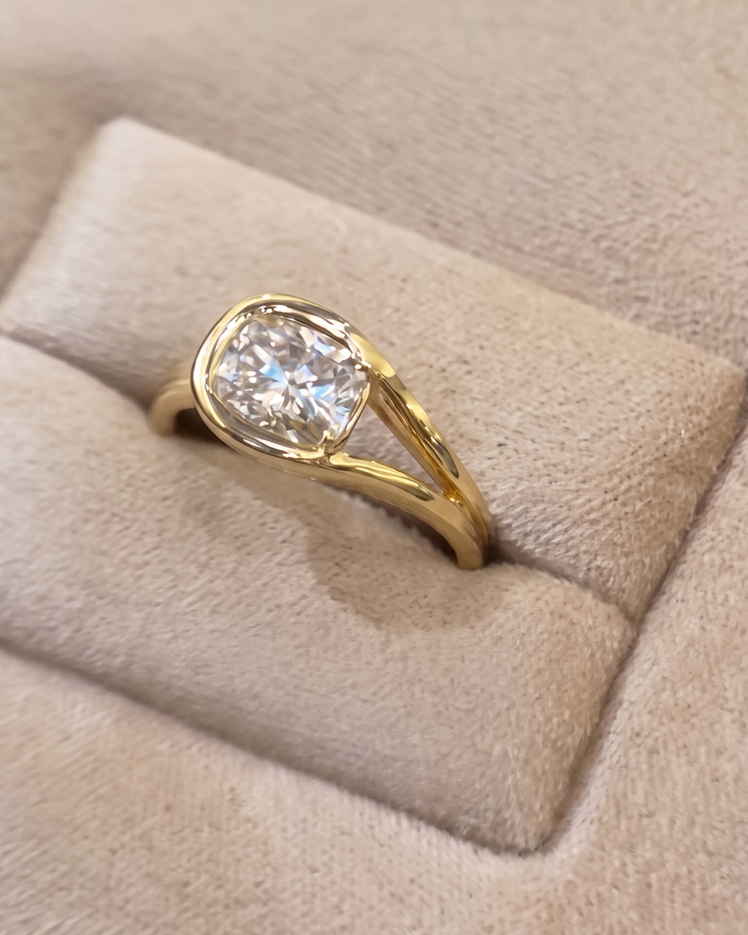 Cushion-Shaped Huggie Diamond Ring