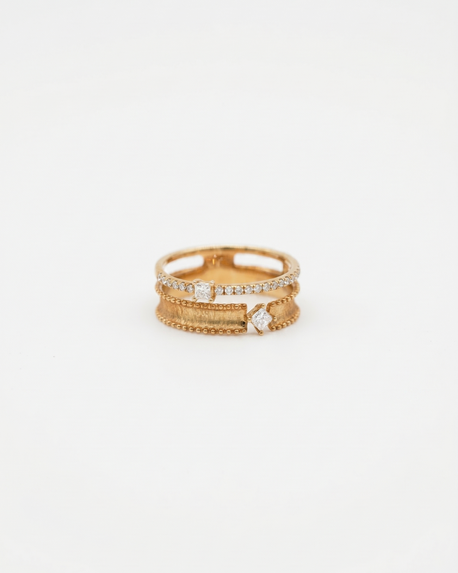 Brushed Style 2-in-1 Diamond Ring