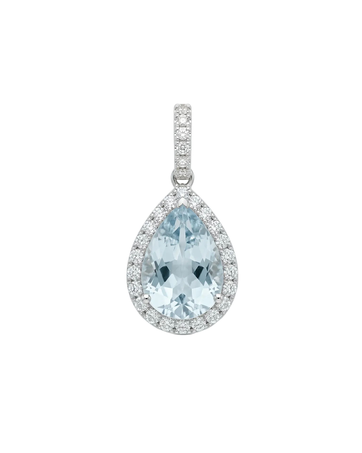 Pear-shaped Aquamarine and Diamond Pendant