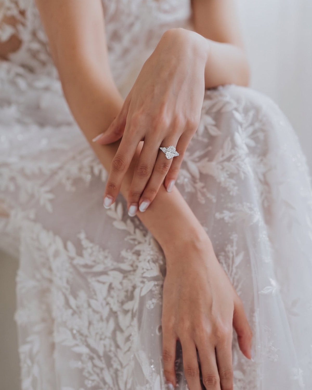 The Elongated Trio Engagement Diamond Ring
