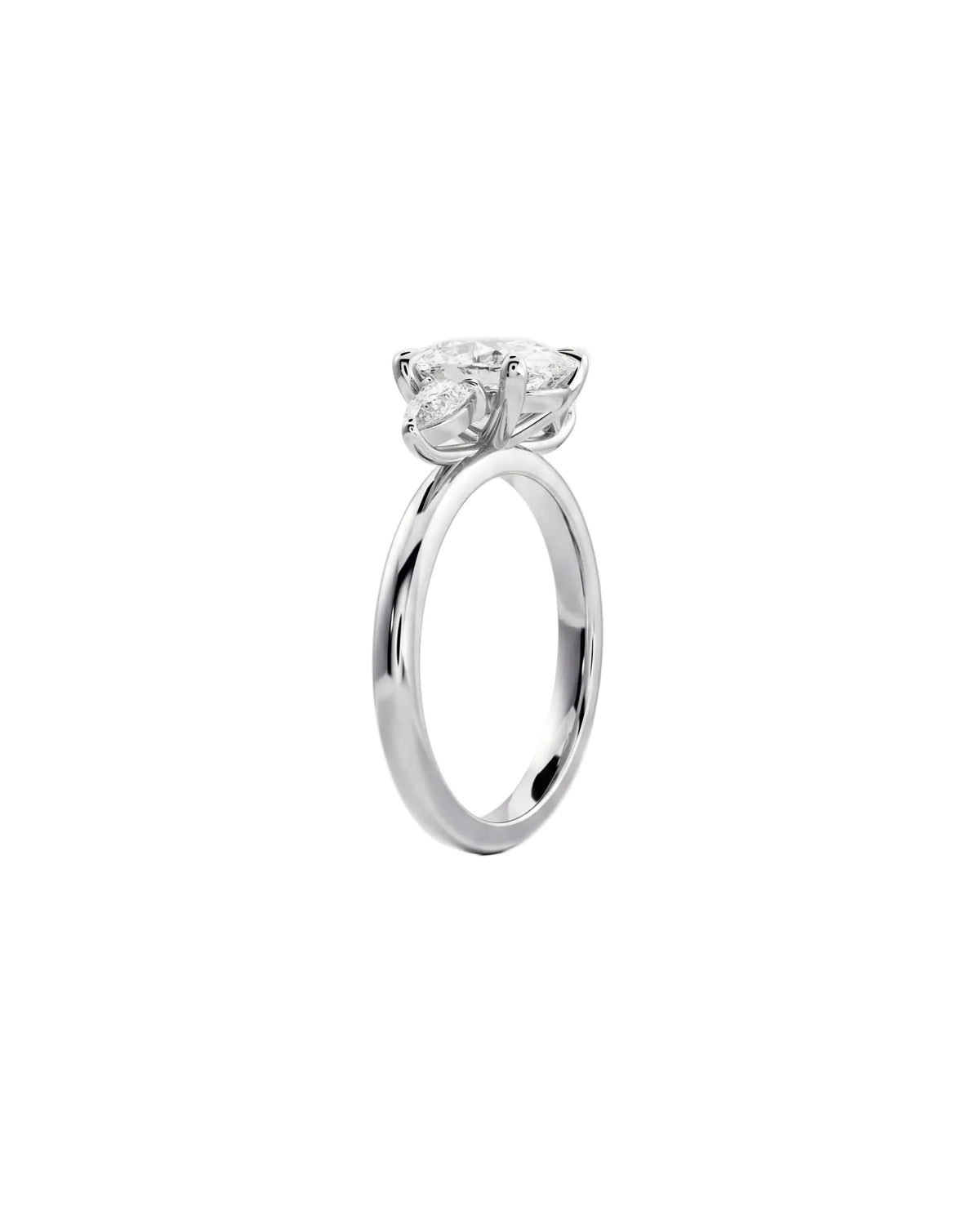 The Elongated Trio Engagement Diamond Ring