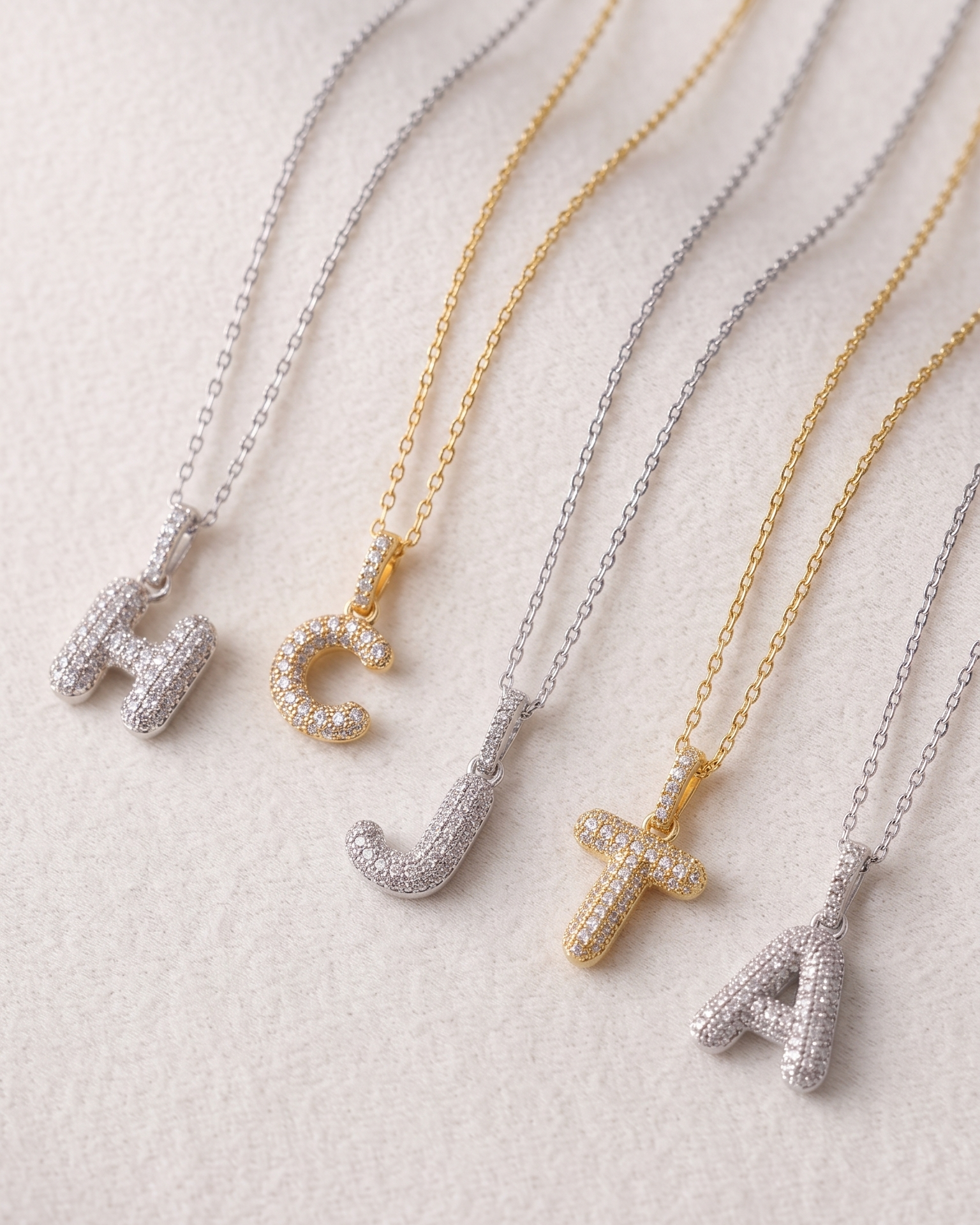Bubble Initial Diamond Charm