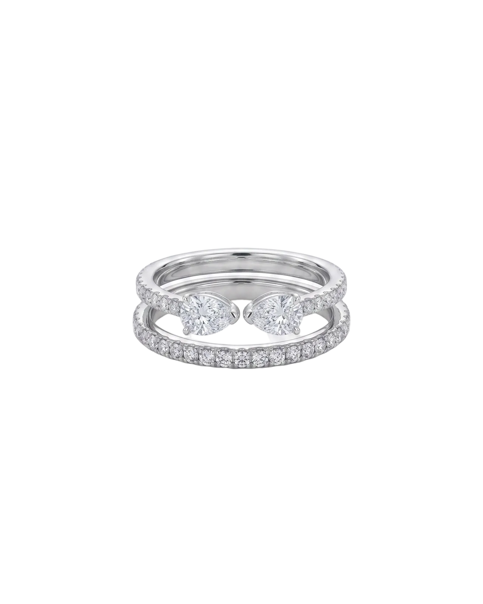 2 in 1 Diamond Open Ring