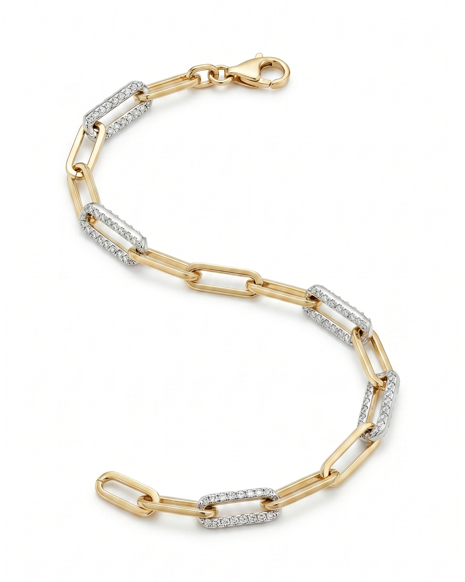 Diamond Chain Link Bracelet (with alternating diamonds and plain links)