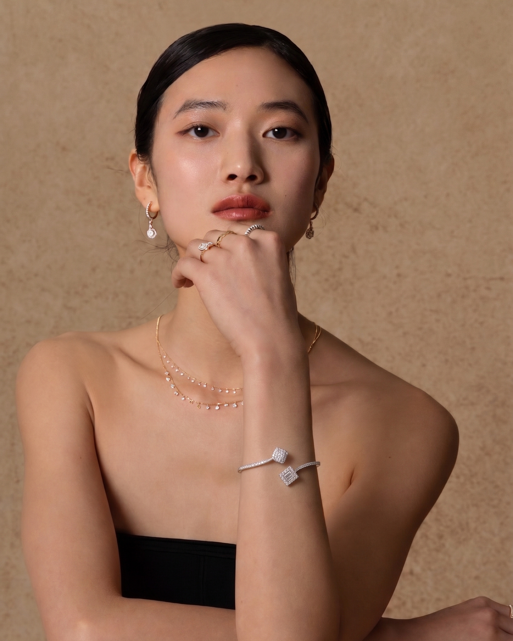 Diamond on Diamond Open Bangle