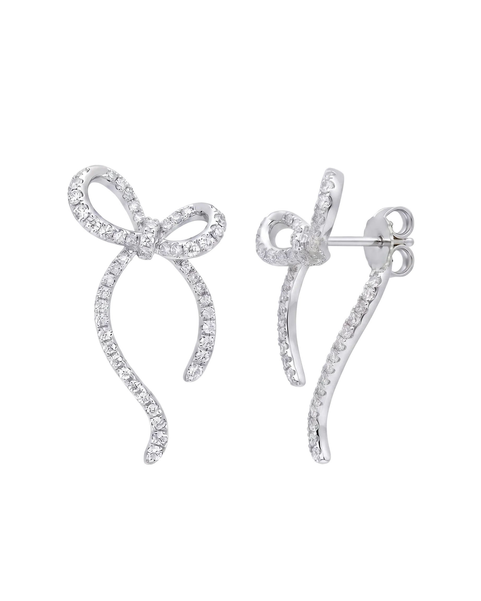 3D Ribbon Diamond Earring