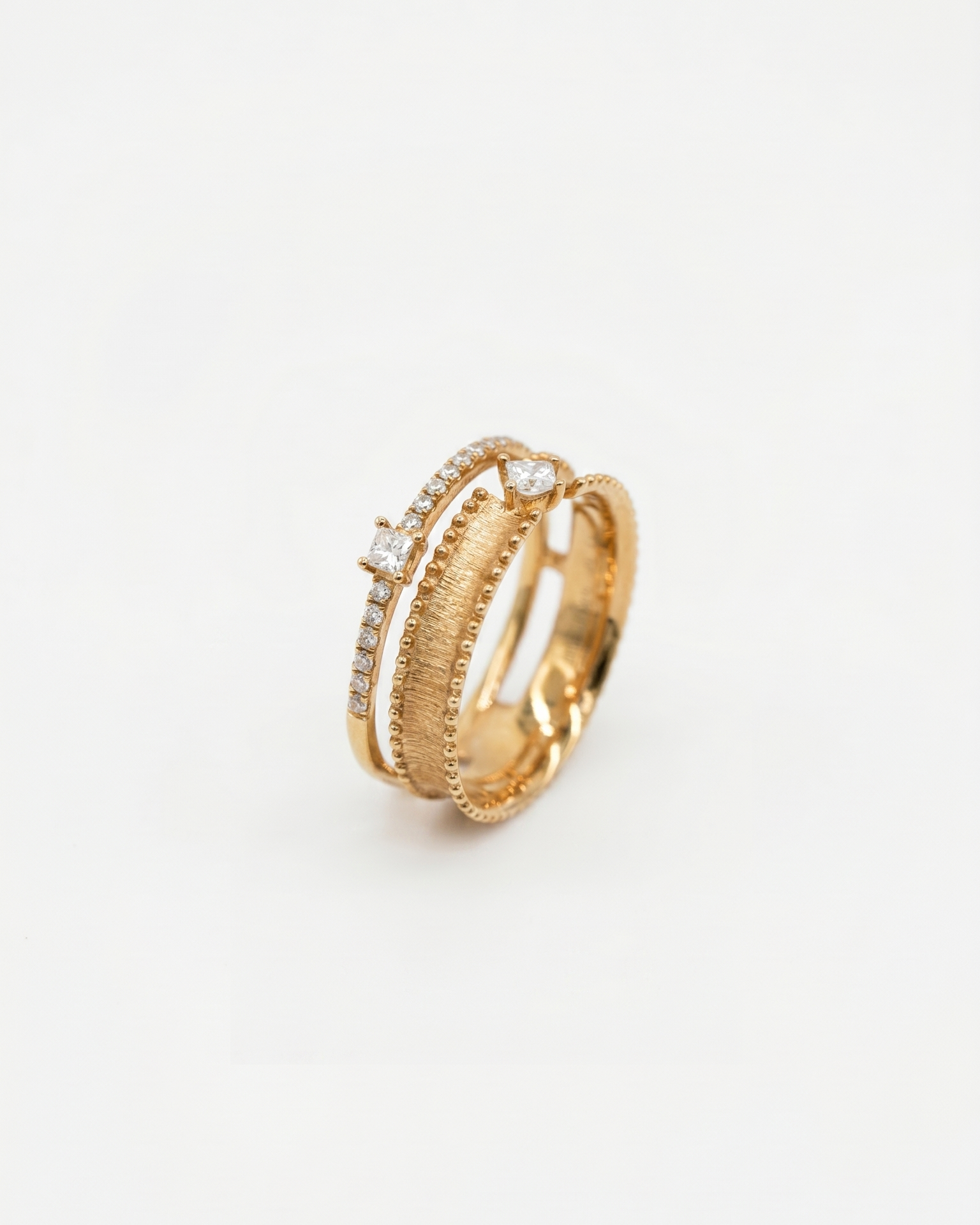 Brushed Style 2-in-1 Diamond Ring