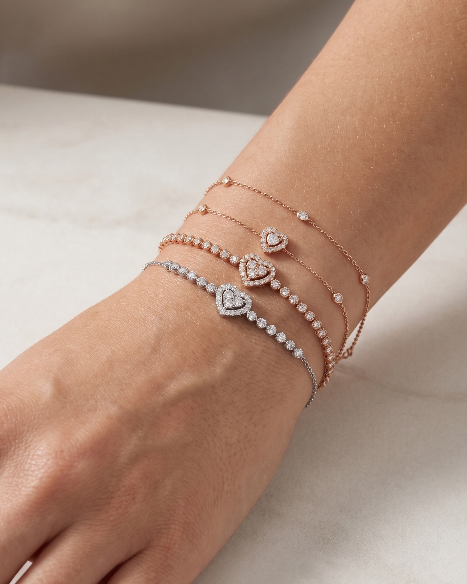 Heart Shaped Diamond Bracelet