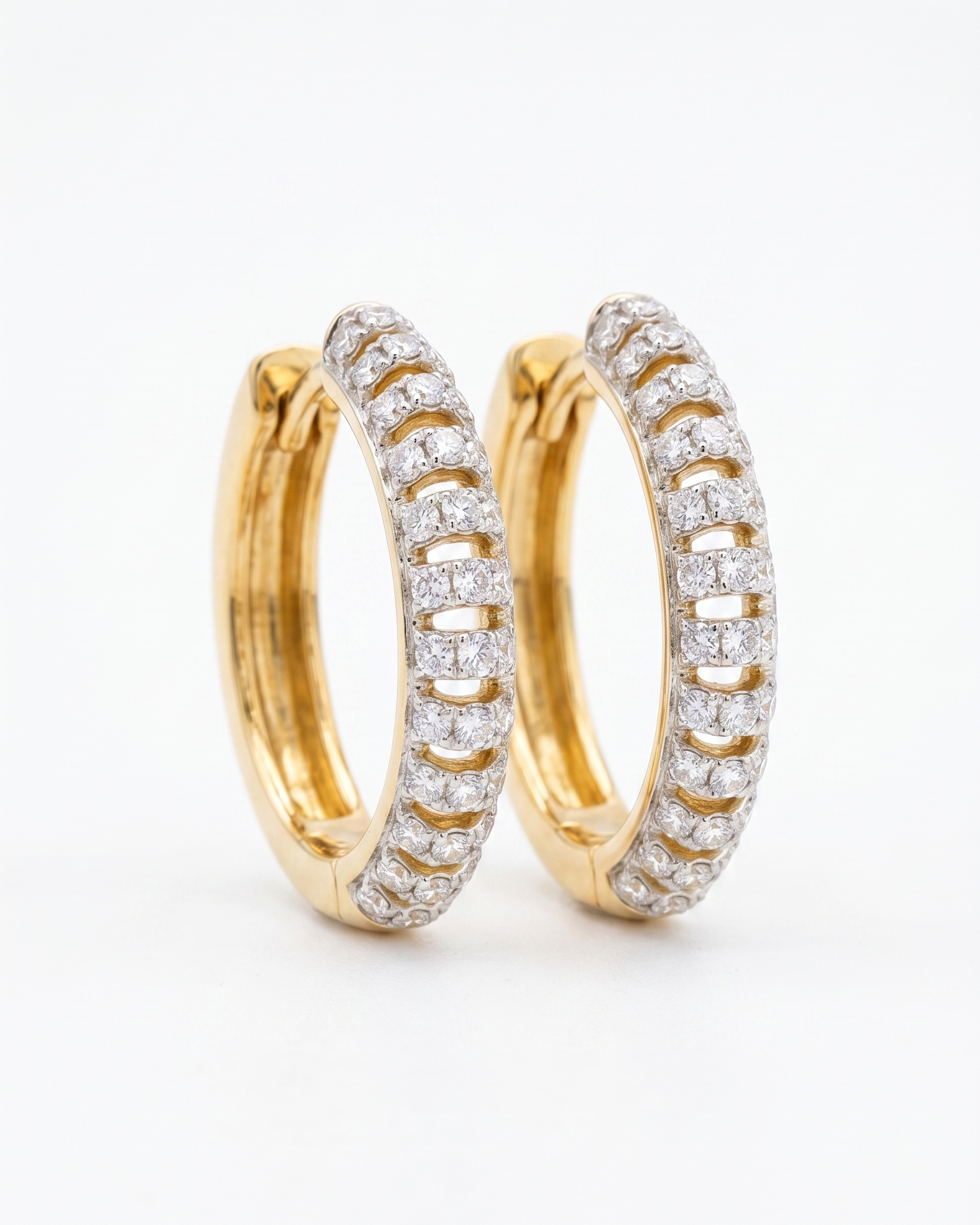 Open-work Diamond Hoop Earrings