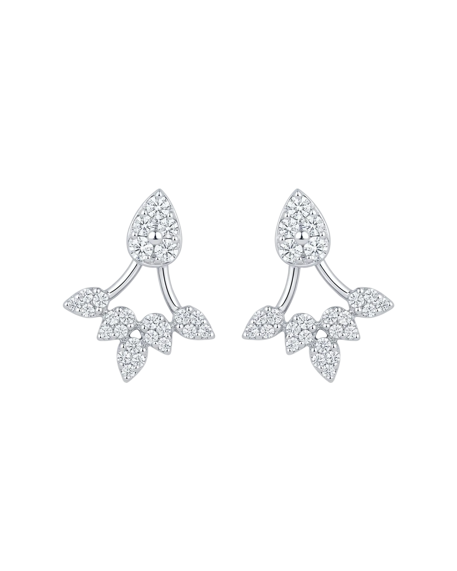 Pear-shaped 2way Earrings with Leaf Jacket Set