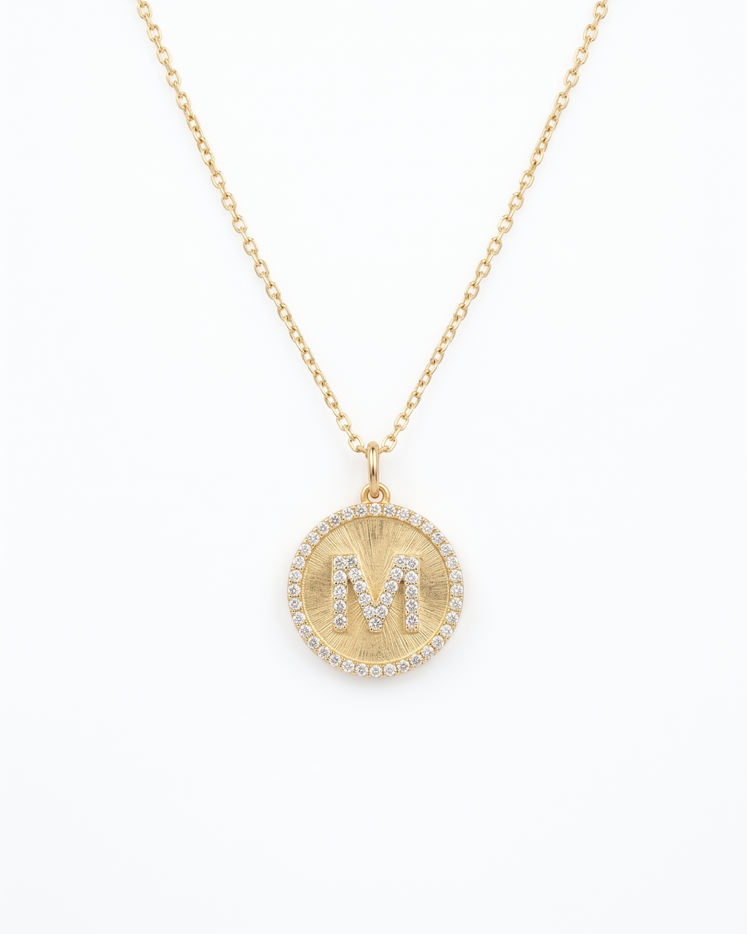 Brush-style Diamond Alphabet Charm with Diamond Halo