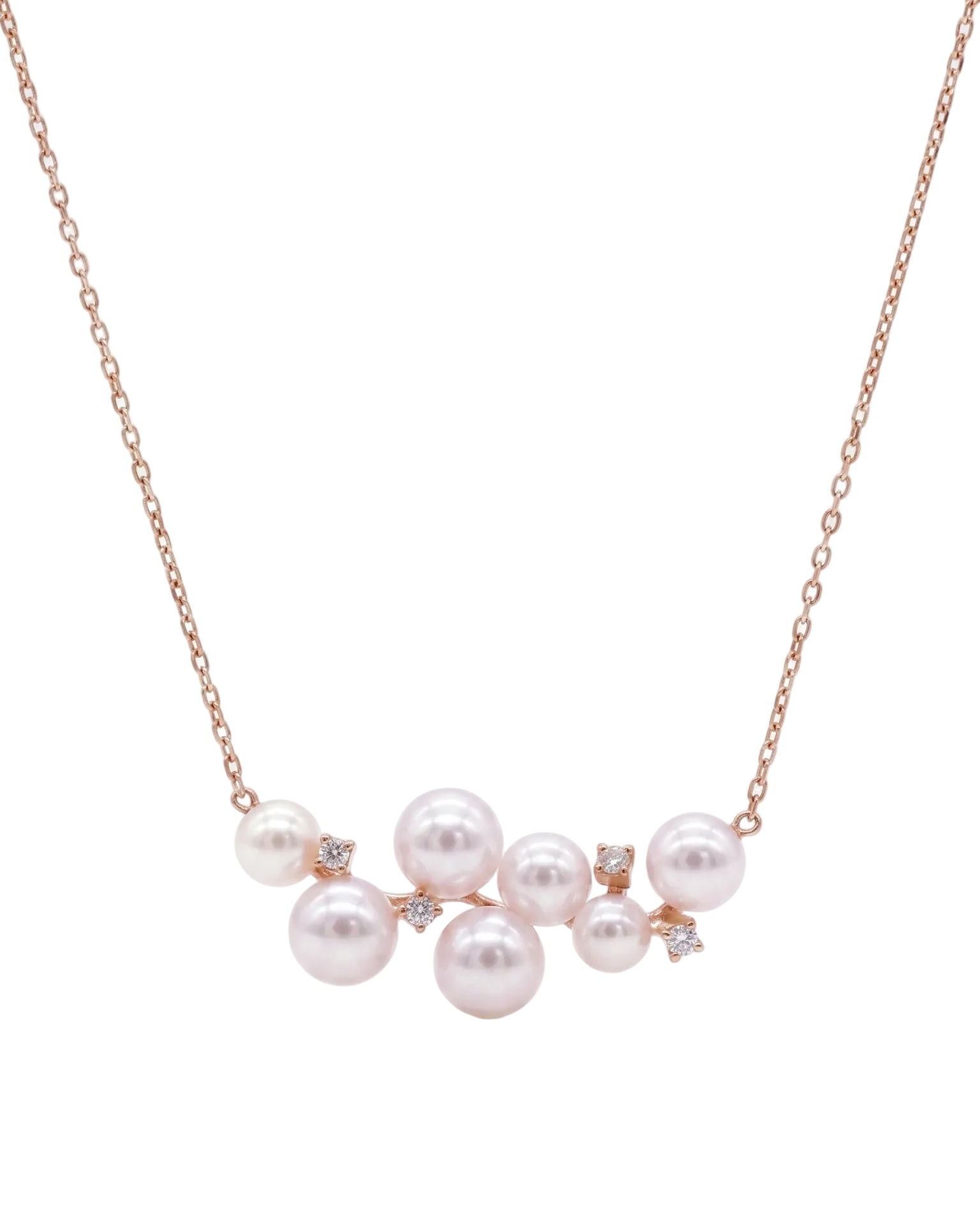 Japanese Akoya Pearl & Diamond Cluster Charm Necklace