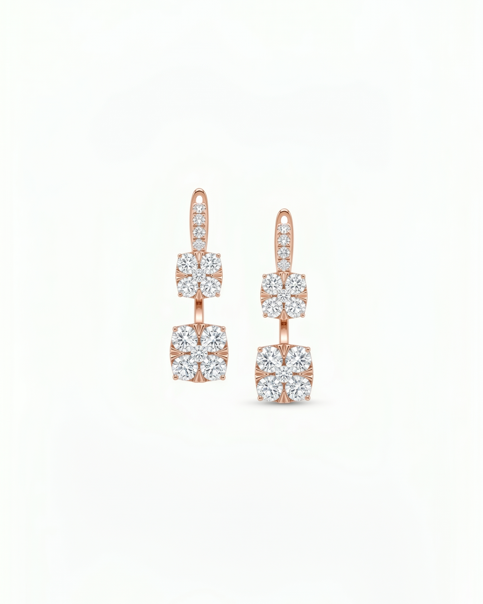 Flower in Square 2-way Earrings with Jacket