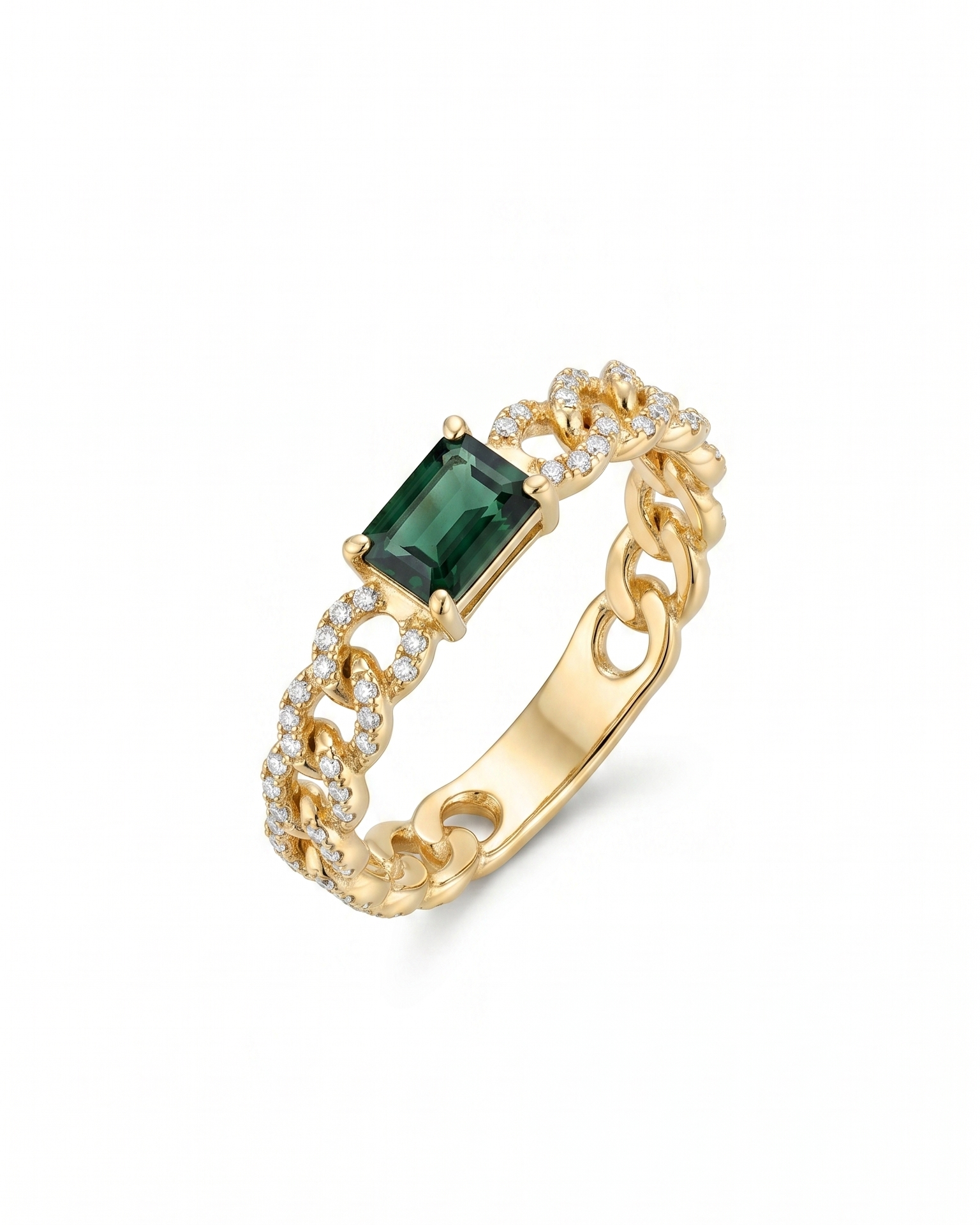 Emerald-cut Tourmaline Soft Chain Ring