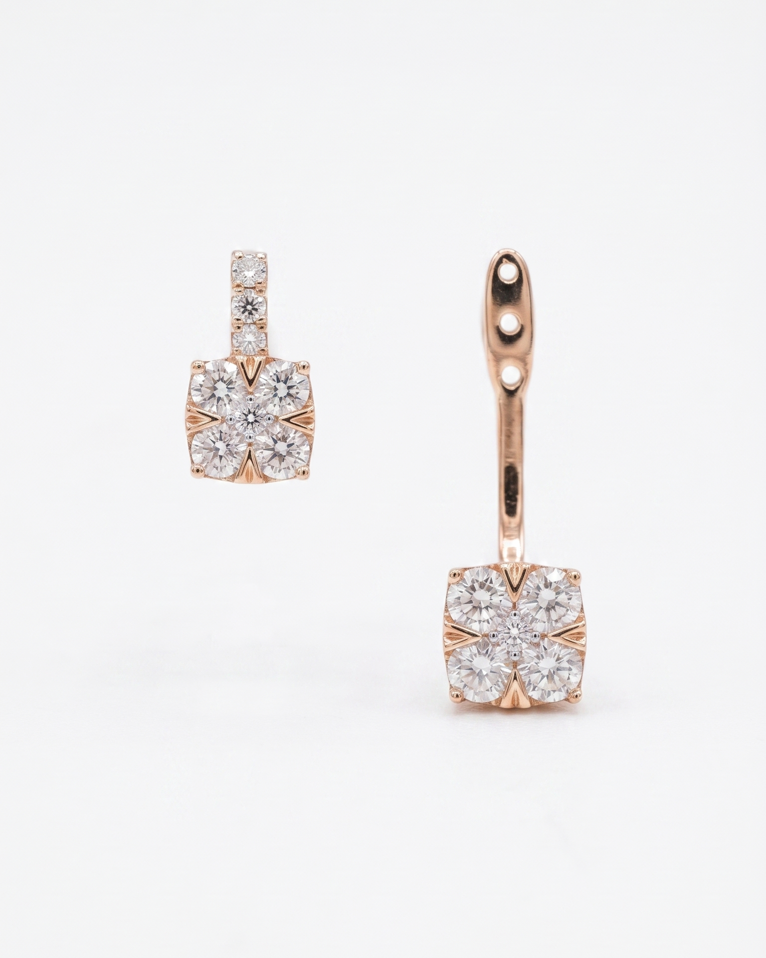 Flower in Square 2-way Earrings with Jacket