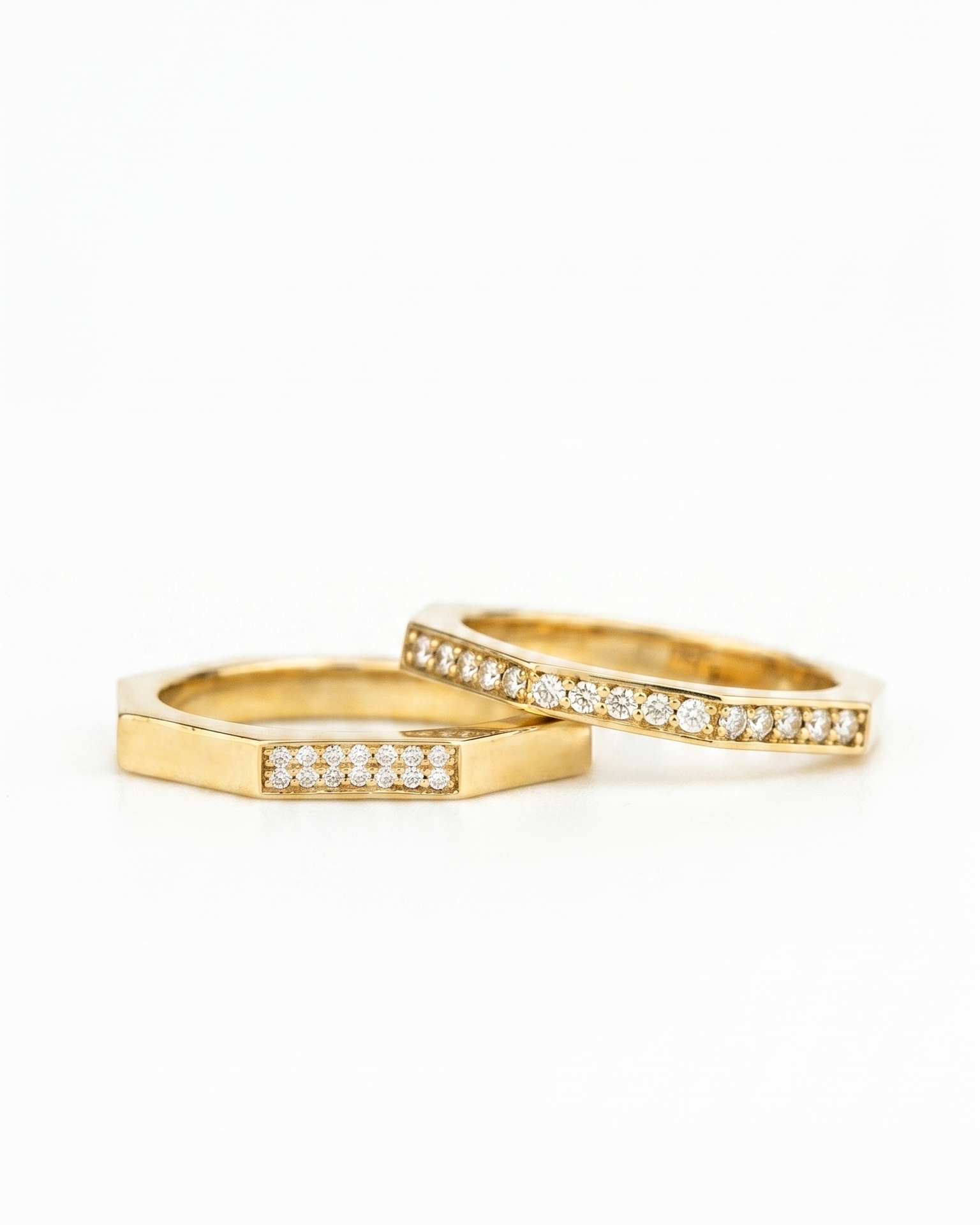 Octagonal Diamond Wedding Rings