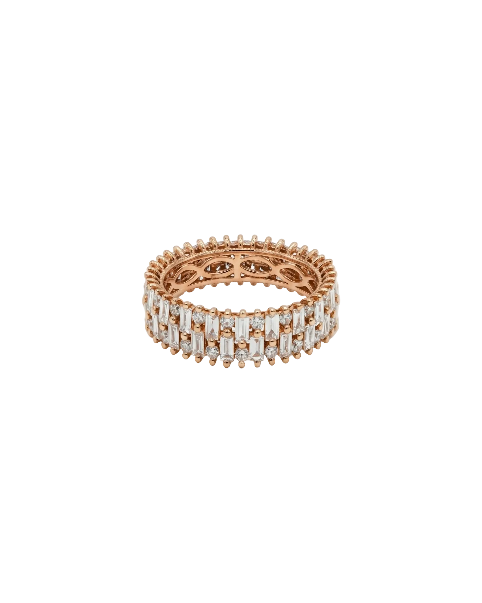 Baguette & Round Diamond Lace Ring