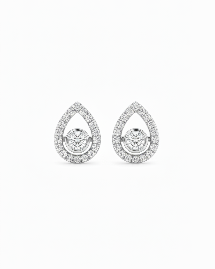 Alina Pear-shaped and Round Diamond Earrings
