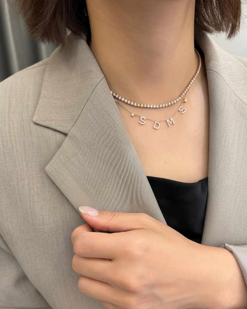 Milestone Bespoke Letters Necklace With Diamond