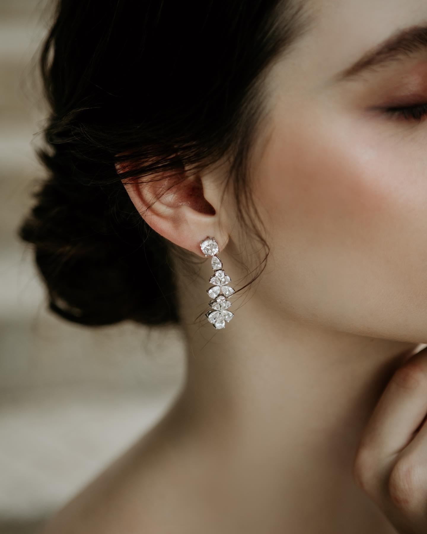 Diamond Blossom Drop Earrings