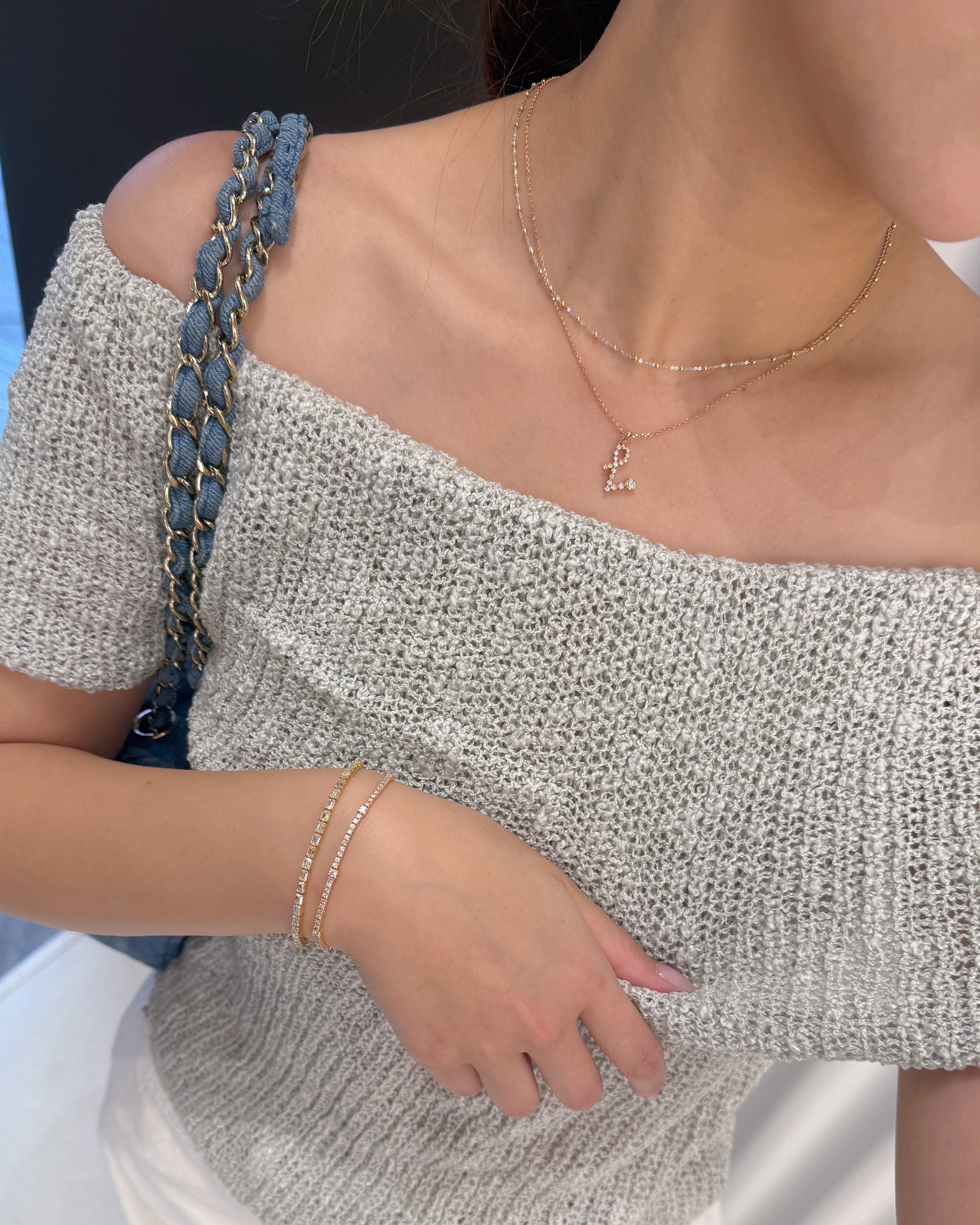The Chellery Little Lightbulb Initial Diamond Necklace