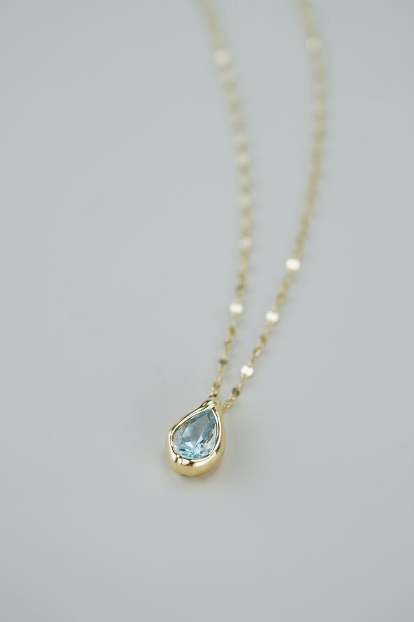 Bezel Pear-Cut Aquamarine Pendant
