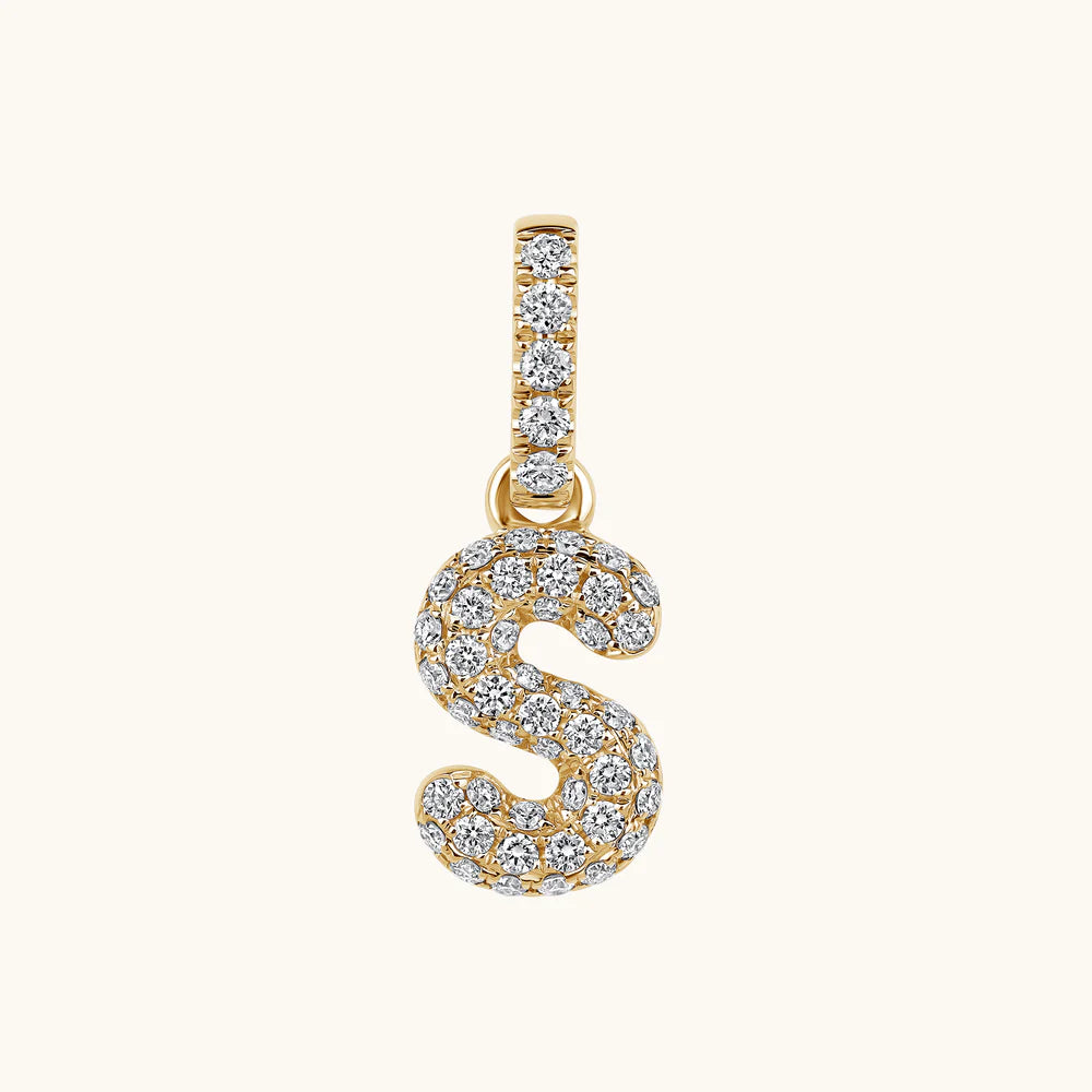 Bubble Initial Diamond Charm