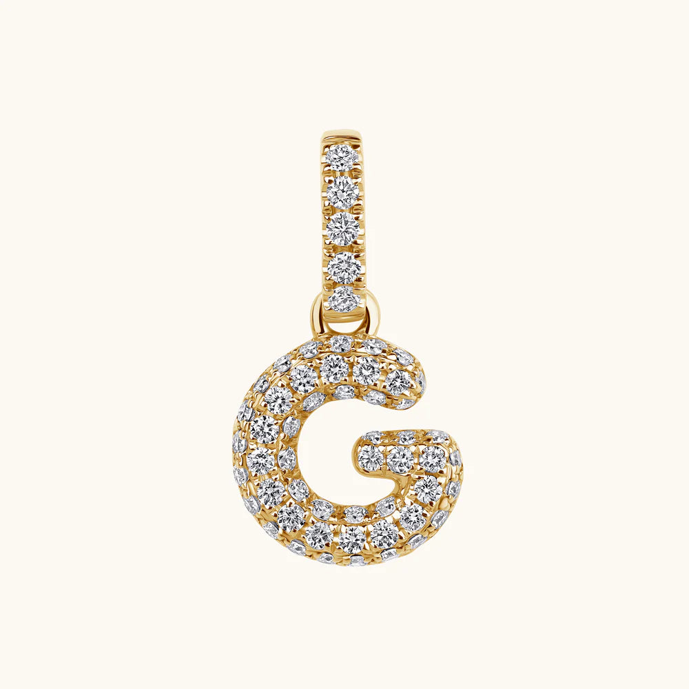 Bubble Initial Diamond Charm