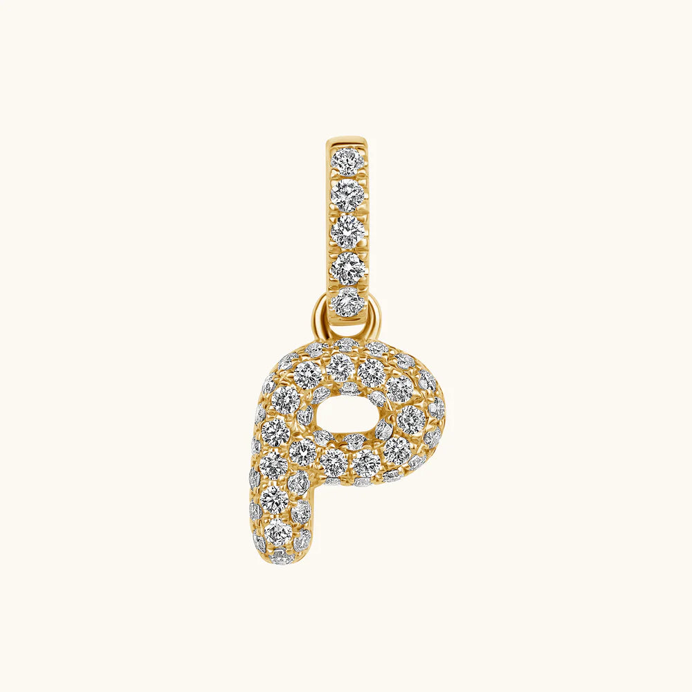 Bubble Initial Diamond Charm