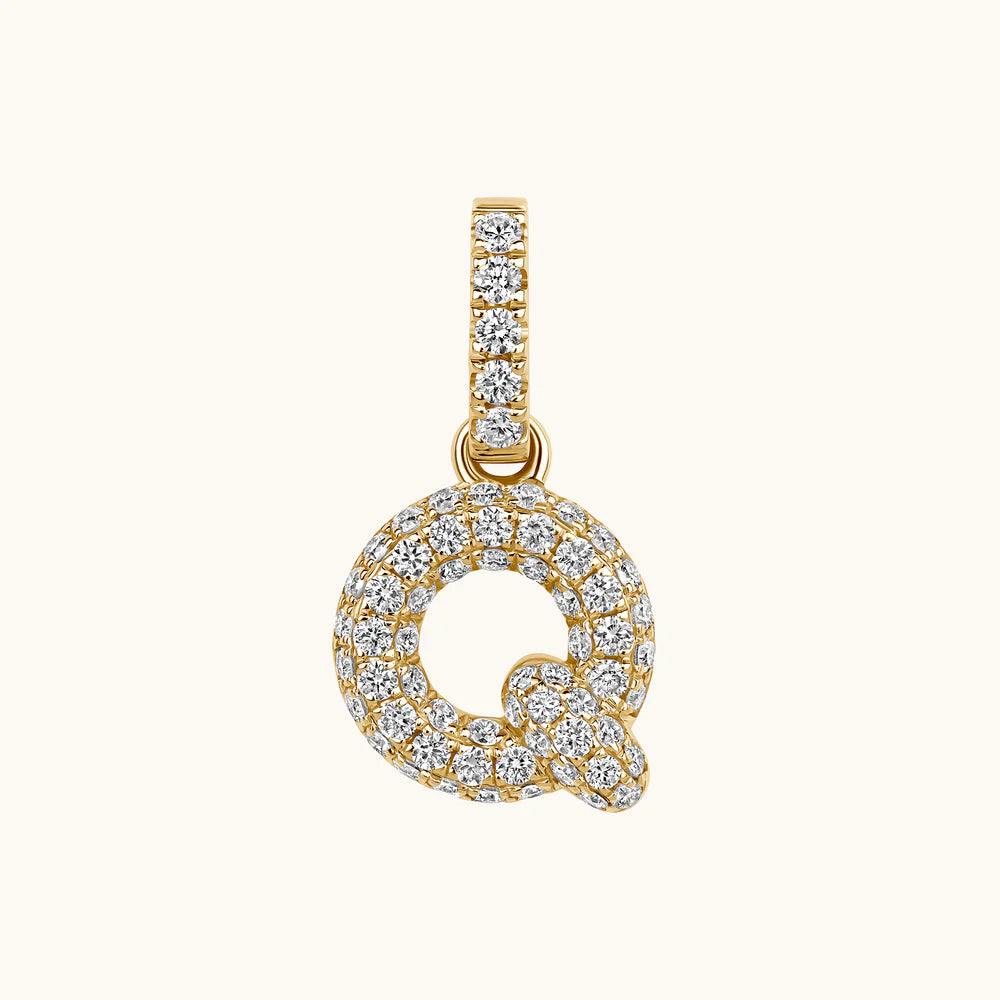 Bubble Initial Diamond Charm