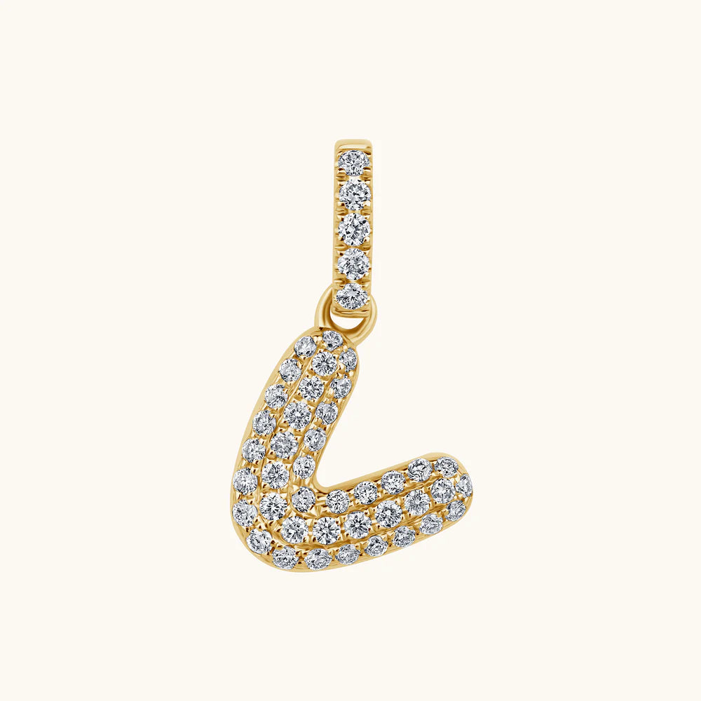 Bubble Initial Diamond Charm