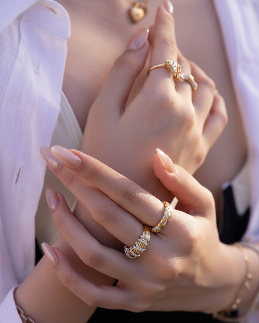Brushed Style Weave Diamond Ring