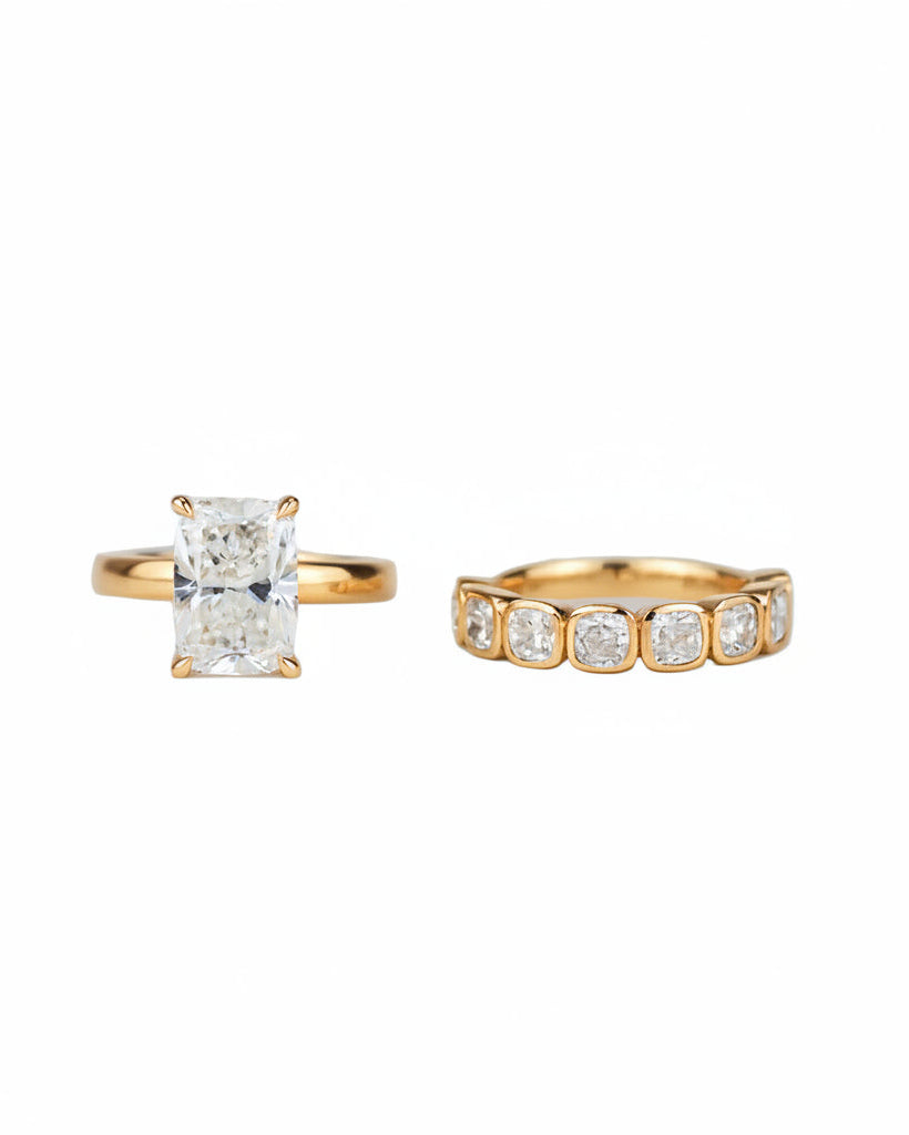 Elongated Cushion Cut Diamond Ring