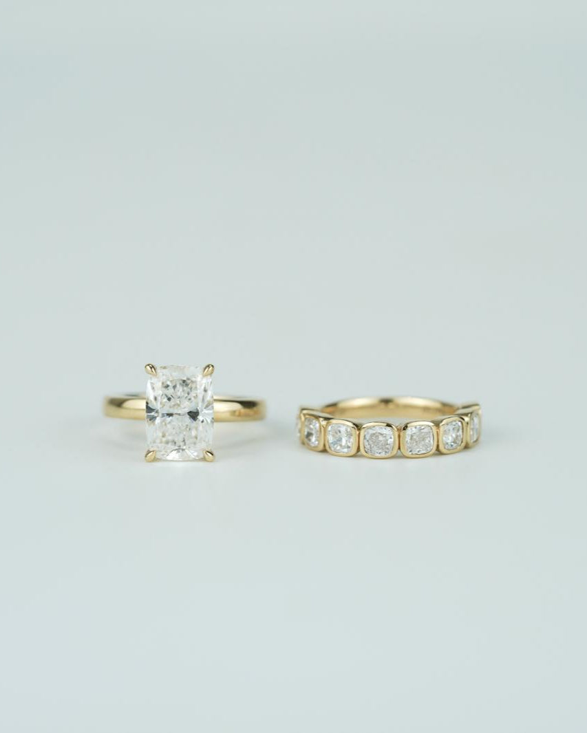 3-carat elongated cushion cut diamond ring