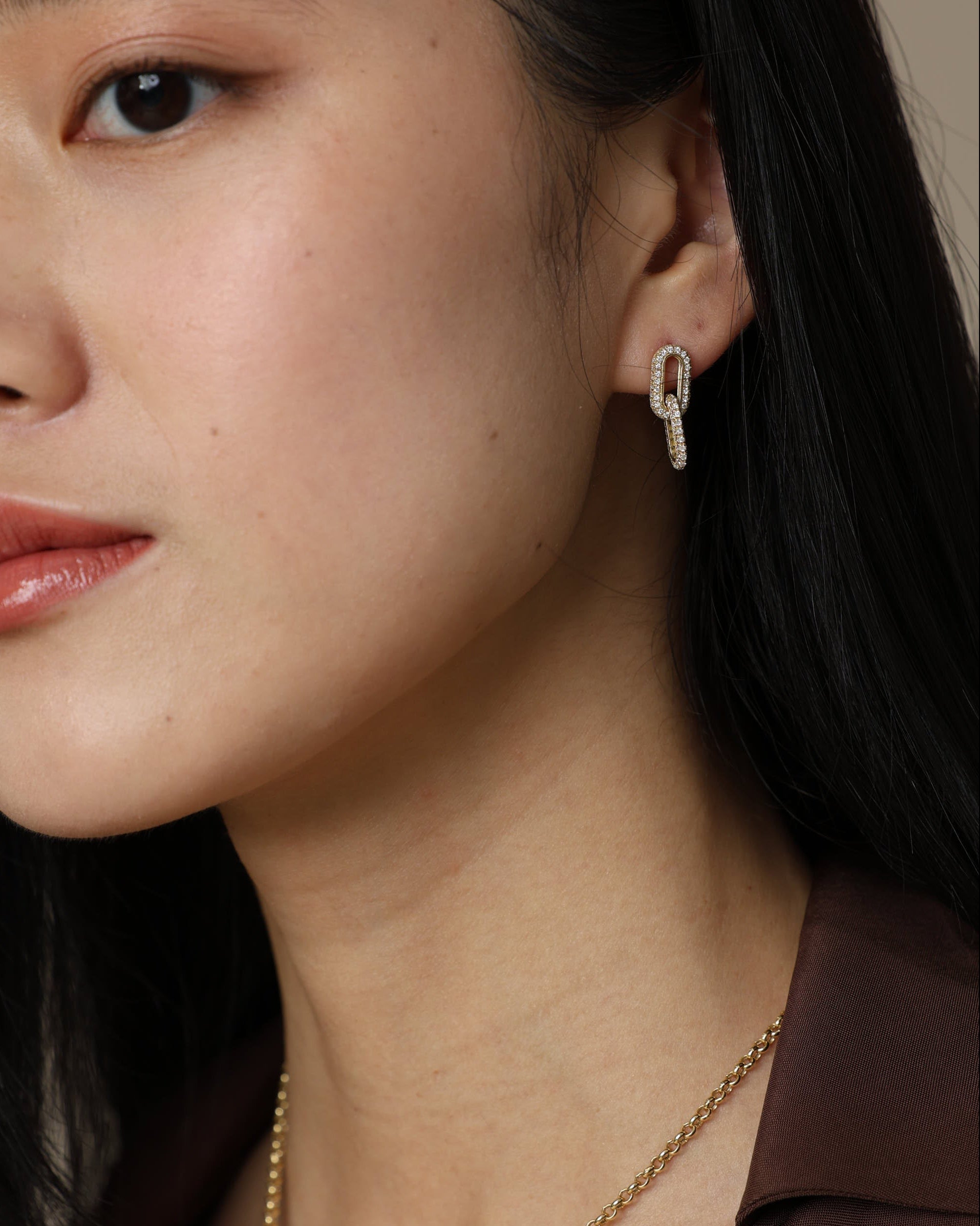 Double Hoop Pave Diamond Earrings