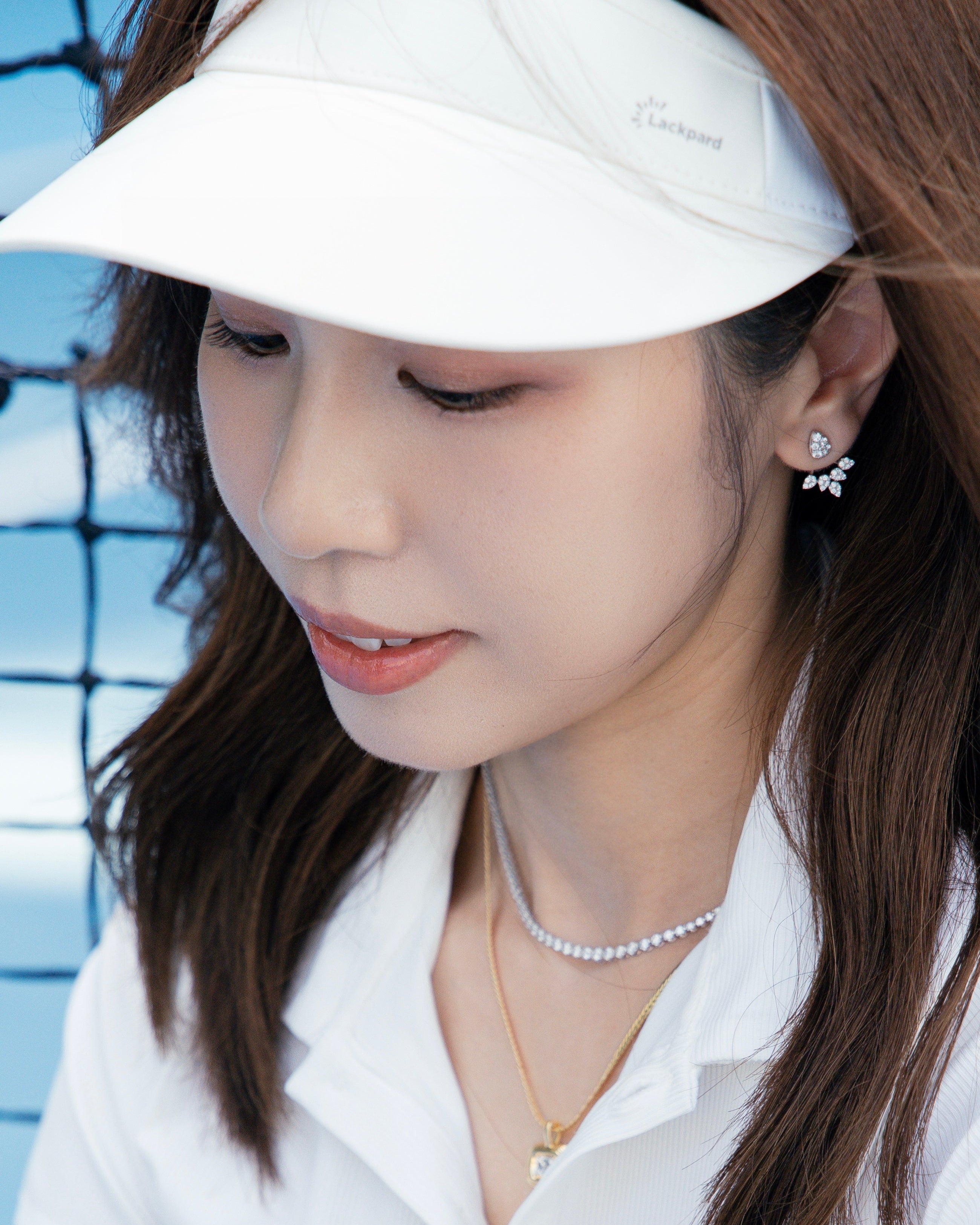 Pear-shaped 2way Earrings with Leaf Jacket Set