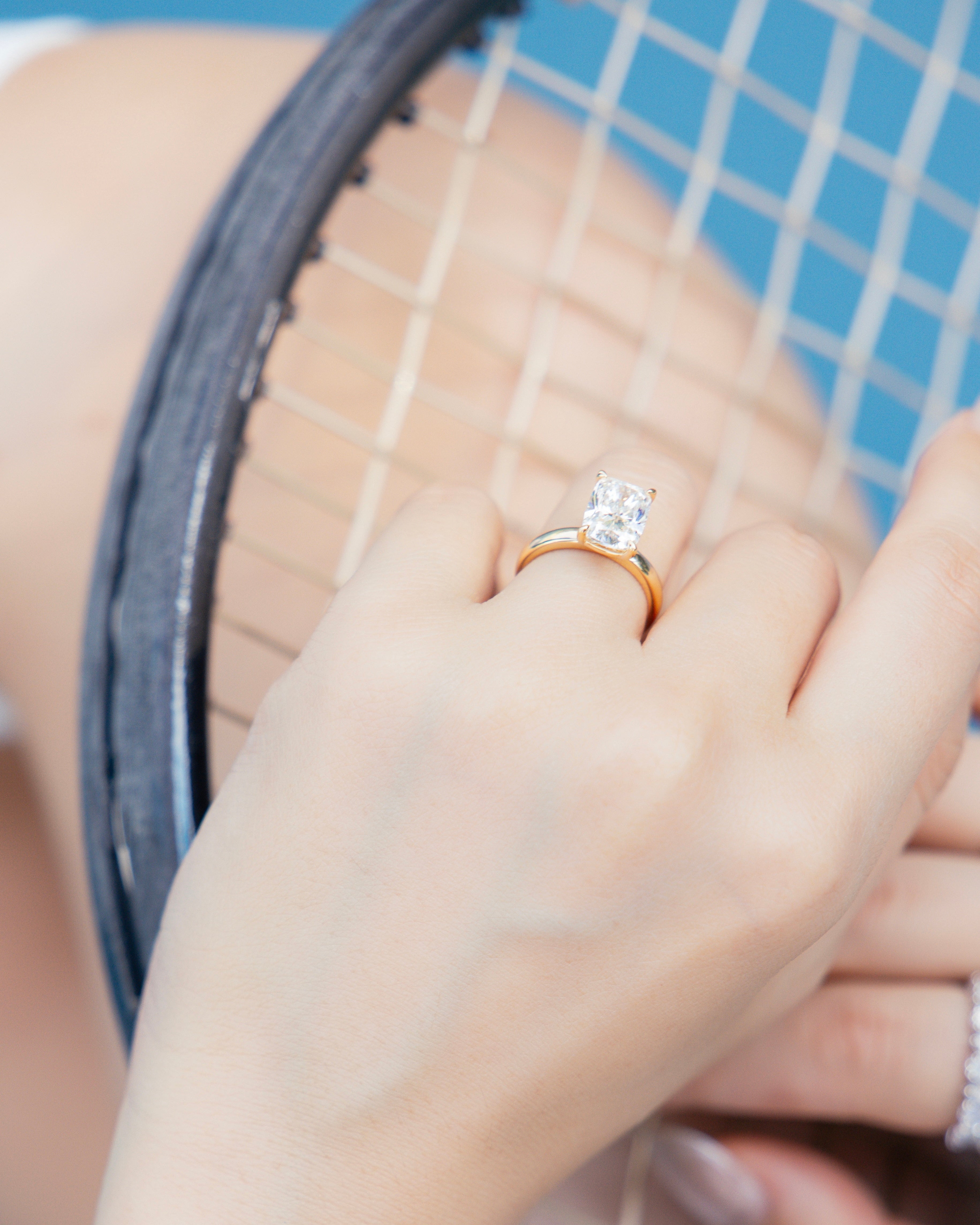 3-carat elongated cushion cut diamond ring